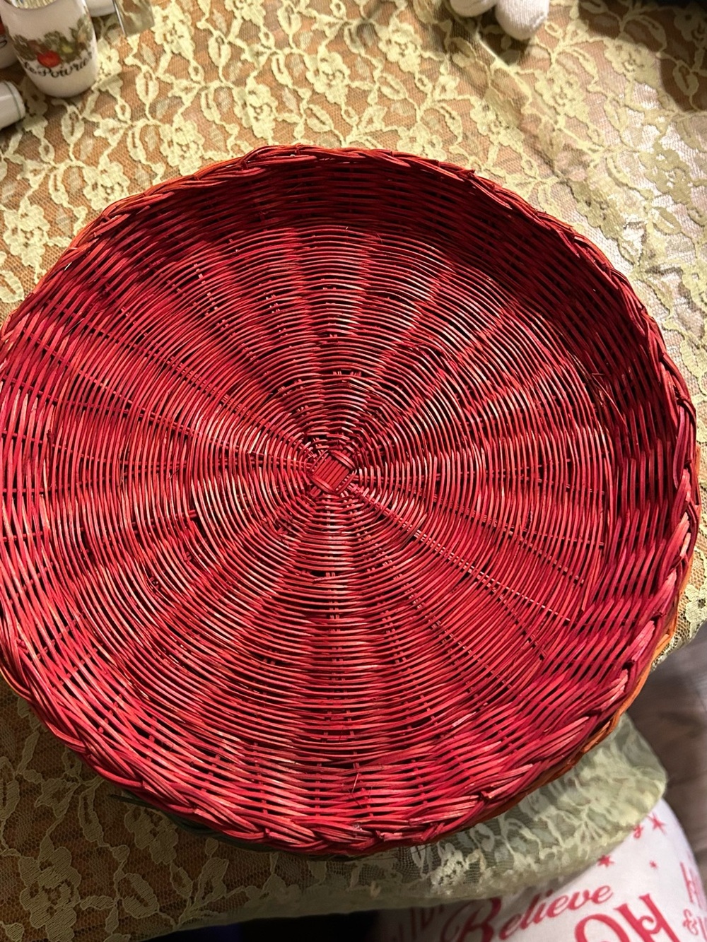 Red Woven Decorative Round wicker- Home Accents
